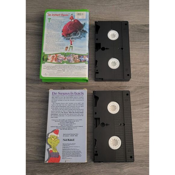 Dr Seuss Set of 2 Christmas VHS How The Grinch Stole Christmas Anim. Live Action - Picture 12 of 12